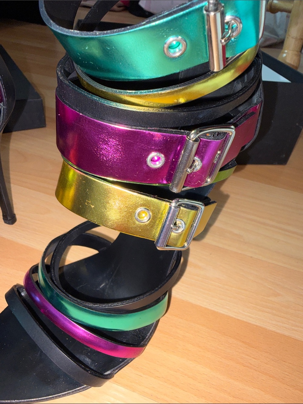 Giuseppe Zanotti Iridescent Multi-Color Strappy High Heels - Picture 6 of 11